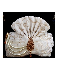 S H A H I T A J Traditional Rajasthani Wedding White Velvet & Brocade Groom or Dulha Pagdi Safa or Turban for Kids and Adults (RT291)