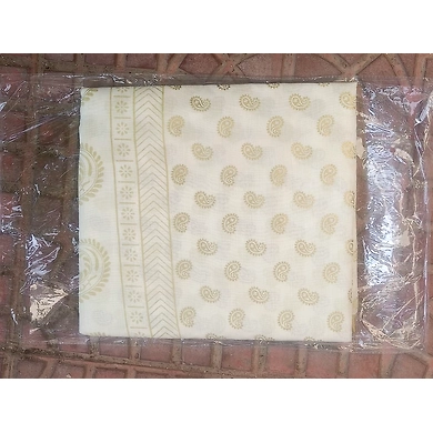 S H A H I T A J Traditional Rajasthani White with Golden Foil Barati/Groom/Social Occasions Silk Pagdi Safa Turban or Pheta Cloth for Kids and Adults (CT679)-Free Size-1