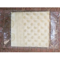 S H A H I T A J Traditional Rajasthani White with Golden Foil Barati/Groom/Social Occasions Silk Pagdi Safa Turban or Pheta Cloth for Kids and Adults (CT679)-Free Size