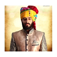 S H A H I T A J Traditional Rajasthani Wedding Barati Cotton Multi-Colored Lehariya Jodhpuri & Rajputi Pagdi Safa or Turban with Brooch for Kids and Adults (CT191)