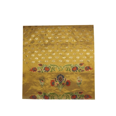S H A H I T A J Golden with Morpankh Print Barati/Groom/Social Occasions Silk Pagdi Safa Turban or Pheta Cloth for Kids and Adults (CT963)-ST2083__PACK1