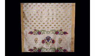 S H A H I T A J Off-White with Morpankh Print Barati/Groom/Social Occasions Silk Pagdi Safa Turban or Pheta Cloth for Kids and Adults (CT961)
