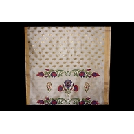S H A H I T A J Off-White with Morpankh Print Barati/Groom/Social Occasions Silk Pagdi Safa Turban or Pheta Cloth for Kids and Adults (CT961)