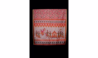 S H A H I T A J Sabhyasachi Floral Peach Silk Barati/Groom/Social Occasions Silk Pagdi Safa Turban or Pheta Cloth for Kids and Adults (CT965)
