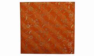 S H A H I T A J Lehariya Plain Floral Orange Golden Foil Silk Barati/Groom/Social Occasions Silk Pagdi Safa Turban or Pheta Cloth for Kids and Adults (CT971)