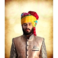 S H A H I T A J Traditional Rajasthani Wedding Barati Cotton Multi-Colored Lehariya Jodhpuri & Rajputi Pagdi Safa or Turban for Kids and Adults (CT190)