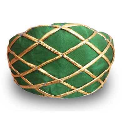 S H A H I T A J Traditional Rajasthani Green Color Faux Silk Marwadi Munshi Pagdi Safa or Turban for Kids and Adults (RT321)-ST481_21andHalf
