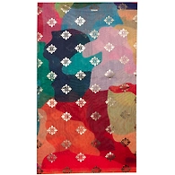 S H A H I T A J Multi-colored Silver Dotted Bandhej Silk Barati/Groom/Social Occasions Silk Pagdi Safa Turban or Pheta Cloth for Kids and Adults (CT979)