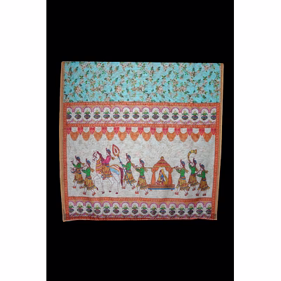 s h a h i t a j sabhyasachi floral blue silk barati/groom/social occasions silk pagdi safa turban or pheta cloth for kids and adults (ct982)
