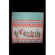 S H A H I T A J Sabhyasachi Floral Blue Silk Barati/Groom/Social Occasions Silk Pagdi Safa Turban or Pheta Cloth for Kids and Adults (CT982)