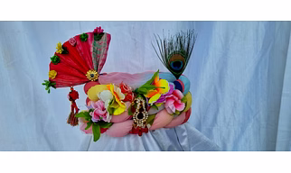 S H A H I T A J Traditional Rajasthani Multi-Colored Krishna Bhagwan Silk Pagdi Safa or Turban for God's Idol/Kids/Adults (RT985)