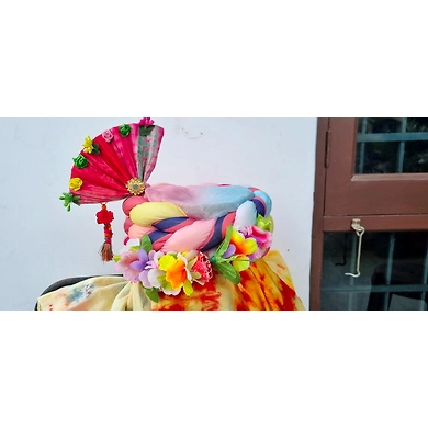 S H A H I T A J Traditional Rajasthani Multi-Colored Krishna Bhagwan Silk Pagdi Safa or Turban for God's Idol/Kids/Adults (RT985)-For Miniature God's Idol (3 inches to 16 inches)-3