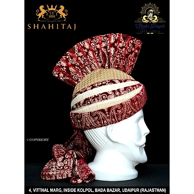 S H A H I T A J Pakistani Kulla Muslim Weddings and Social Occasions Double Colour Pagdi Safa or Turban for Kids and Adults (RT956)-21-3