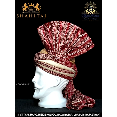 S H A H I T A J Pakistani Kulla Muslim Weddings and Social Occasions Double Colour Pagdi Safa or Turban for Kids and Adults (RT956)-21-4