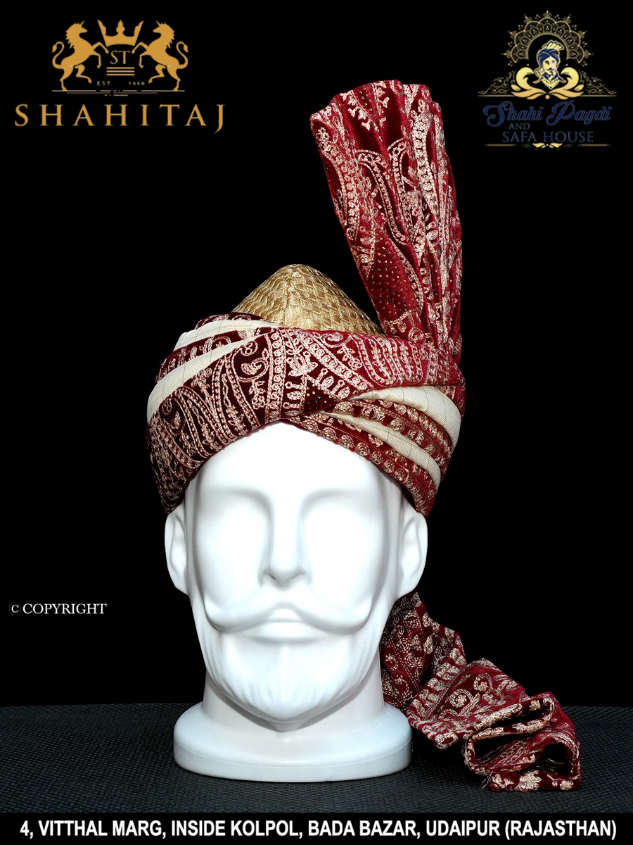 S H A H I T A J Pakistani Kulla Muslim Weddings and Social Occasions Double Colour Pagdi Safa or Turban for Kids and Adults (RT956)-RT956_21