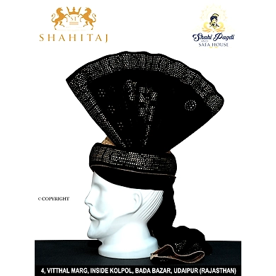 S H A H I T A J Pakistani Kulla Muslim Weddings and Social Occasions Black colour Pagdi Safa or Turban for Kids and Adults (RT955)-21-4