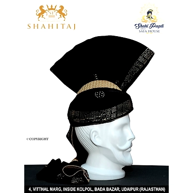 S H A H I T A J Pakistani Kulla Muslim Weddings and Social Occasions Black colour Pagdi Safa or Turban for Kids and Adults (RT955)-21-3