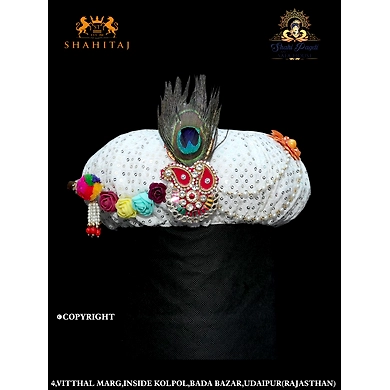 S H A H I T A J Traditional Rajasthani Multi-Colored Silk Krishna or Ganpati Bhagwan Pagdi Safa or Turban for God's Idol/Kids/Adults (RT562)-RT562_21
