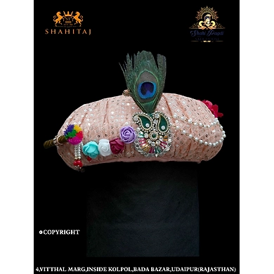 S H A H I T A J Traditional Rajasthani Multi-Colored Silk Krishna or Ganpati Bhagwan Pagdi Safa or Turban for God's Idol/Kids/Adults (RT564)-RT564-21