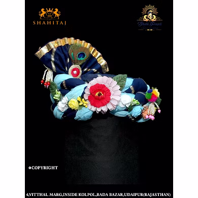 S H A H I T A J Traditional Rajasthani Multi-Colored Silk Vantma or Barmeri Krishna or Ganpati Bhagwan Pagdi Safa or Turban for God&#039;s Idol/Kids/Adults (RT558)-RT558_21