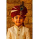S H A H I T A J Traditional Red &amp; cream velvet safa children Pagdi Safa or Turban for God&#039;s Idol/Kids/Adults (RT569)-RT569-sm