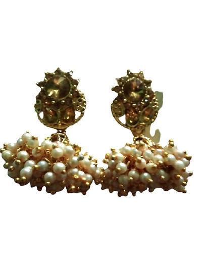 Fashion Gold Plated Pearl Moti Jhumka Earring-1