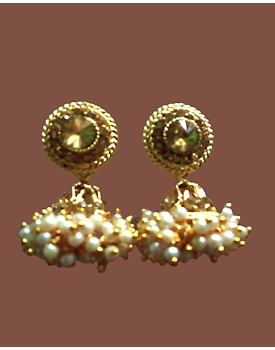 Fashion Latest Stylish Gold Plated Pearl Jhumki Earrings