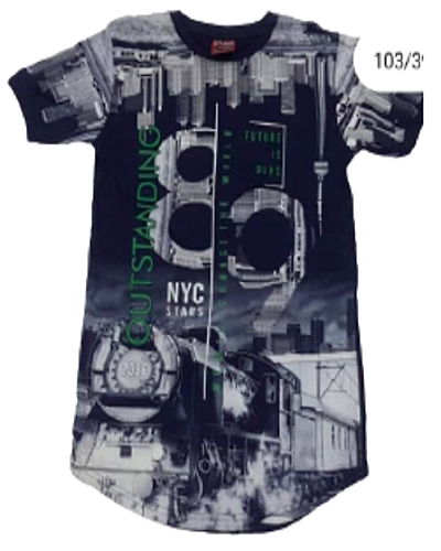 Graphic Print Men Round Neck Blue, White T-Shirt-MT0003-2