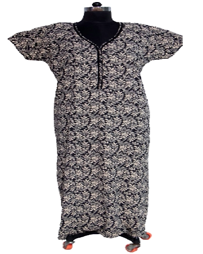 Printed V Neck Nighty-WN000004
