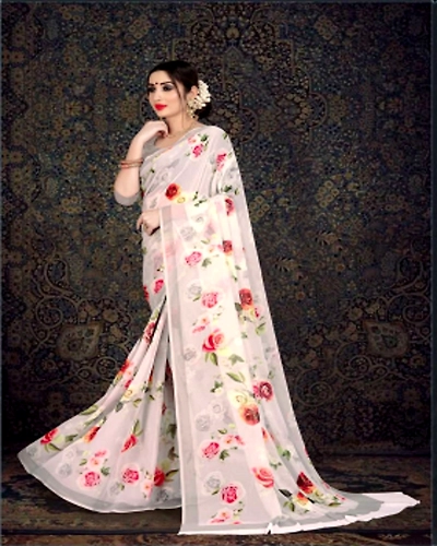 SIMRAN KHADI COTTON PRINT Saree with Unstitched Blouse Piece-3