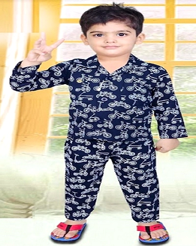 Night Suit Night Wear for Baby Boy Collar Shirt and Pyjama Set-KN000001