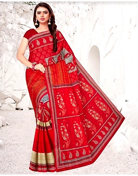 Kumkum Print 100% Cotton Saree