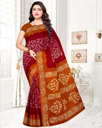 Konark Batik Fancy Print Cotton Saree-WS000011
