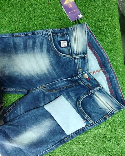 Blue Silky Knitted Jeans-MJ000011