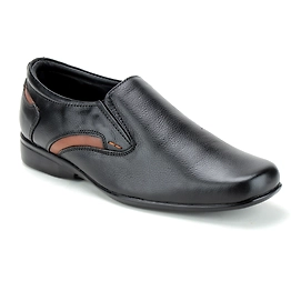 Black Leather Moccasion Formal SHOES24