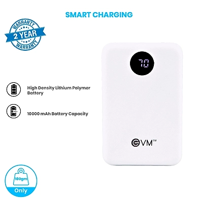 EVM Enable+ 10000 mAh Lithium Polymer Power Bank with Digital Indicator and 2 Years Warranty-Black-11