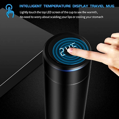 Rynok Hydra Q+ Smart LED Active Temperature Display Indicator Insulated Stainless Steel Flask Bottle (Black, 500ml)-2