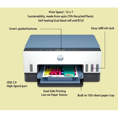 Hp Printer Aio Smart Tank 675DW White P5000-2