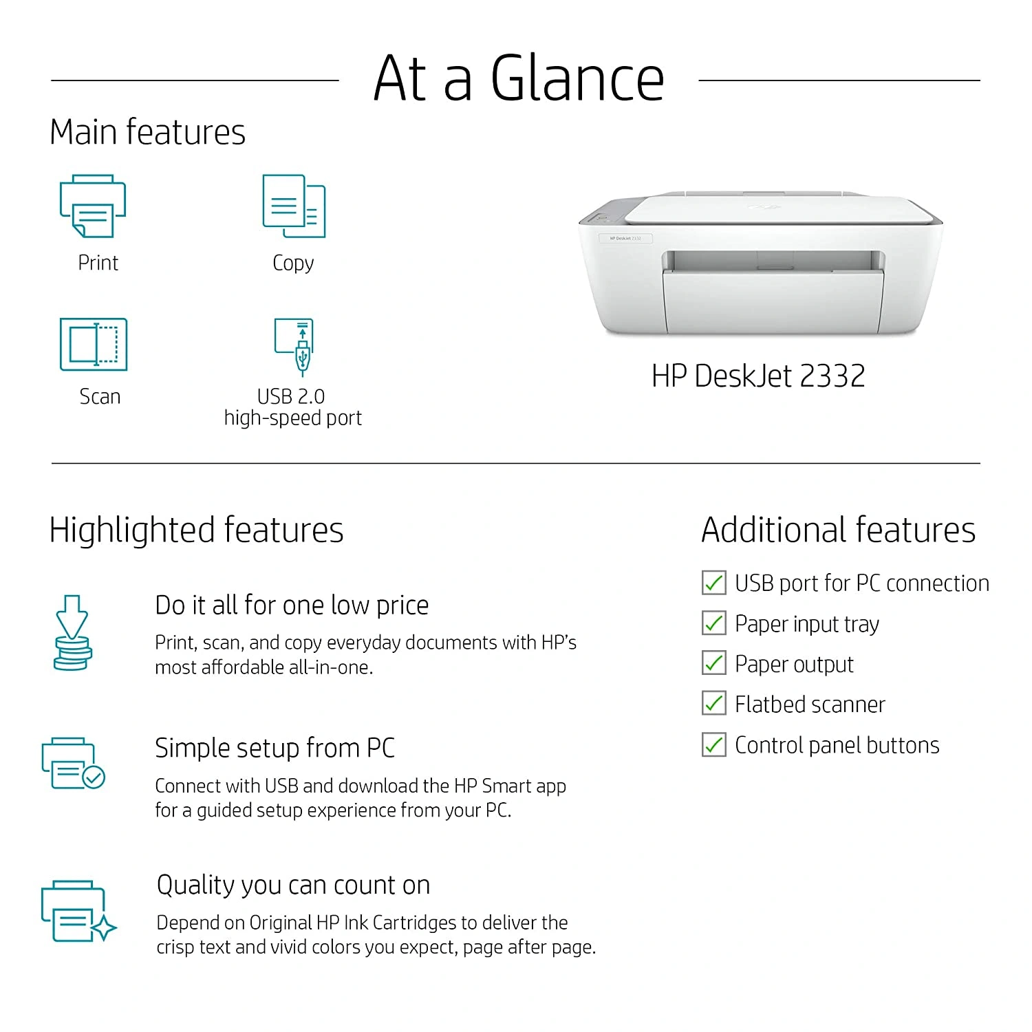 Hp Printer Dj Aio 2332 White P3929-2