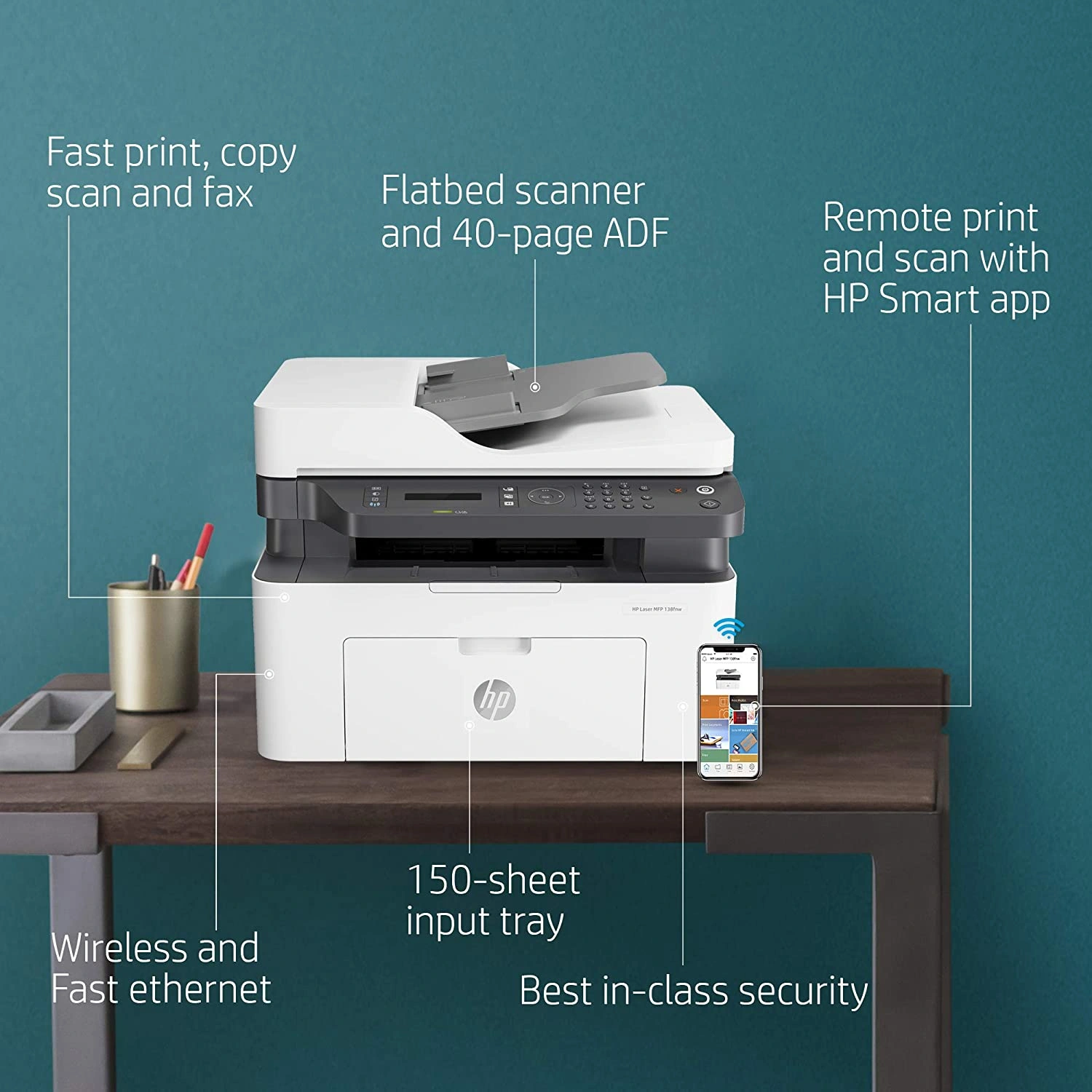 Hp Printer Lj Aio 138fnw White &amp; Black P3300-2