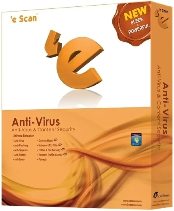 Escan Anti Virus 3pc 3year White &amp; Brown P4063-P4063