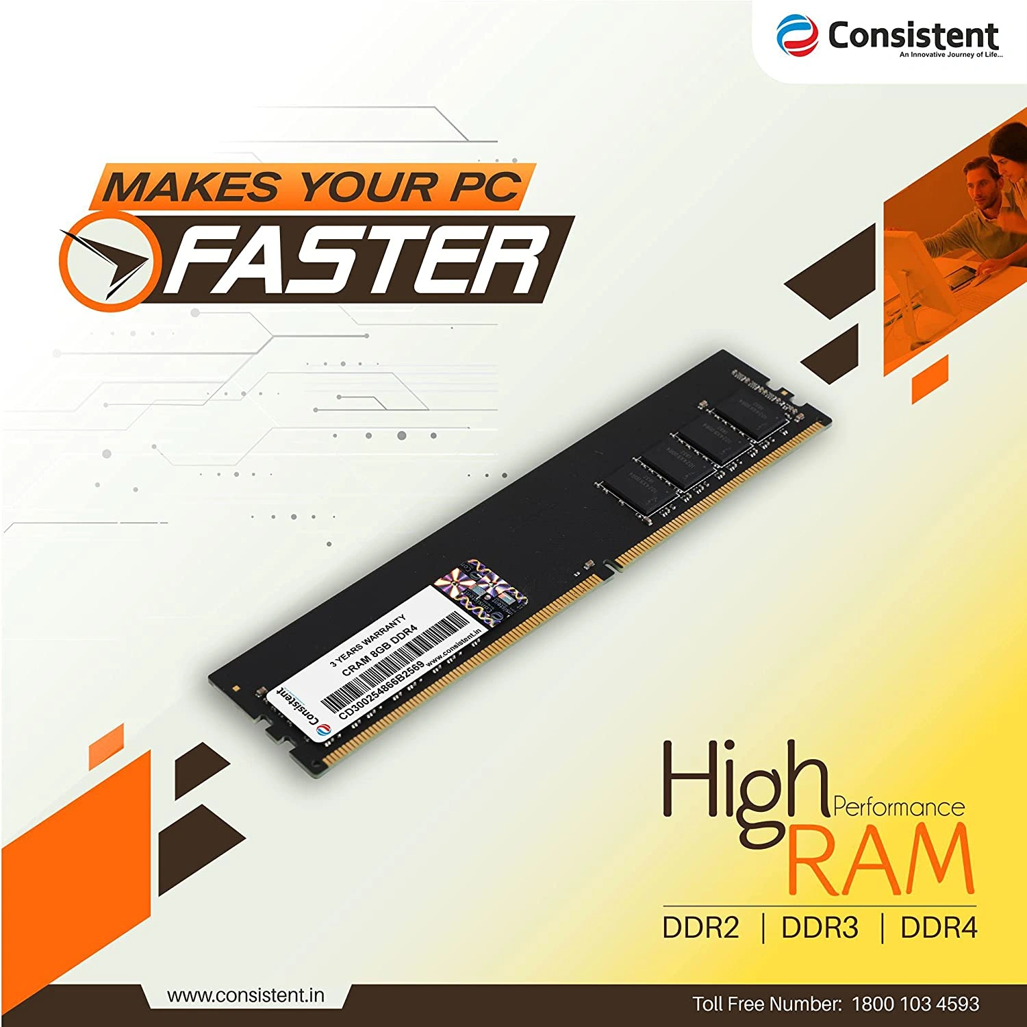 Consistent Ram Ddr4 8gb Desktop 3y Green P4973-2