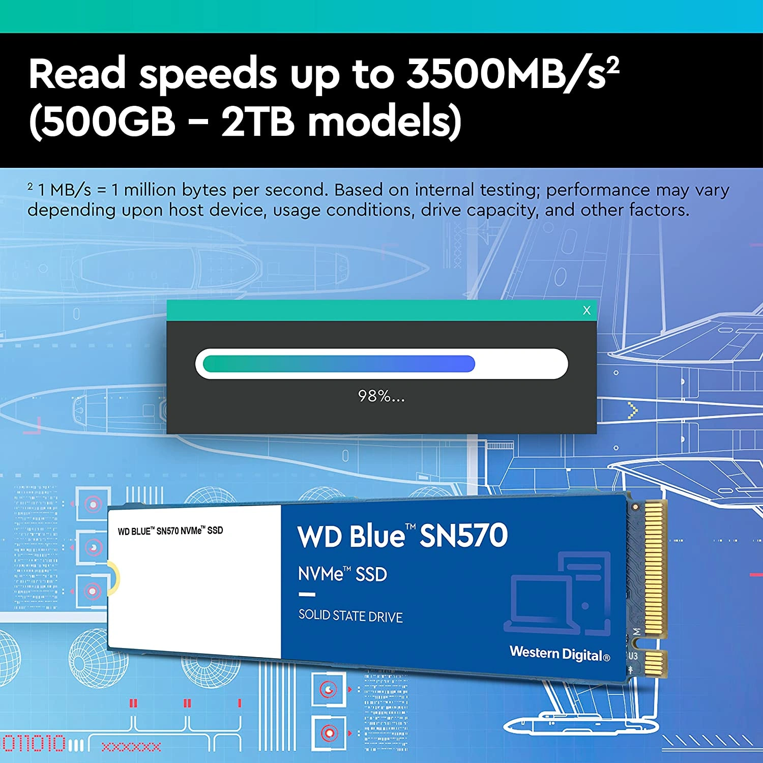 Wd Ssd NVMe Sn570 1tb Blue P5143-1