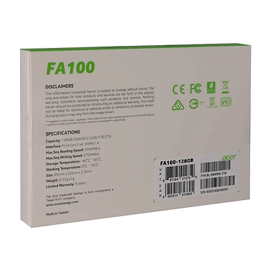Acer Ssd NVMe Fa100 128Gb Green P4404-2