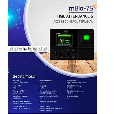 Mantra Attendance Machine Mbio-7s (WiFi) Black P10089-1