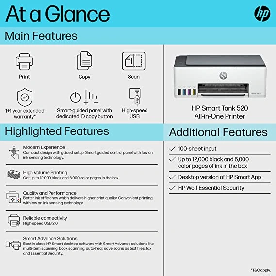 HP Printer Smart Tank 520 Basalt P10193-3