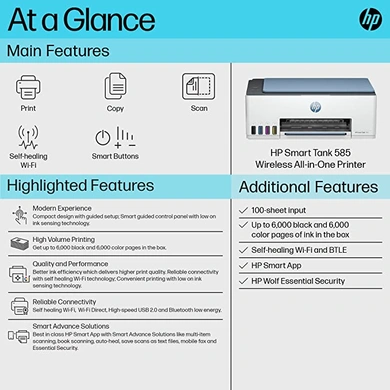 HP Printer Smart Tank 585 Wifi Dark Blue P10196-2