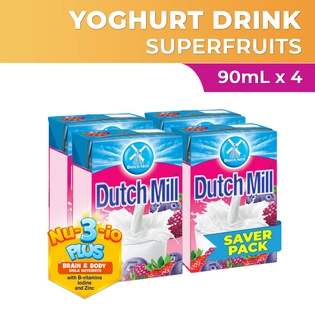 Dutch Mill Yoghurt Drink Superfruits with Mixed Berries Juice Savers Pack 90ml x 4