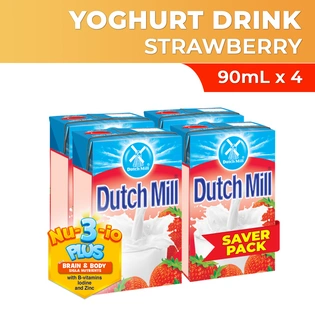 Dutch Mill Yoghurt Drink Strawberry Juice Savers Pack 90ml x 4