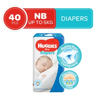 Huggies Baby Diaper Dry Economy Newborn 40s